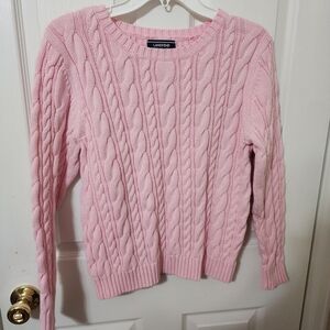 Lands' End Soft Pink Cable Knit Sweater